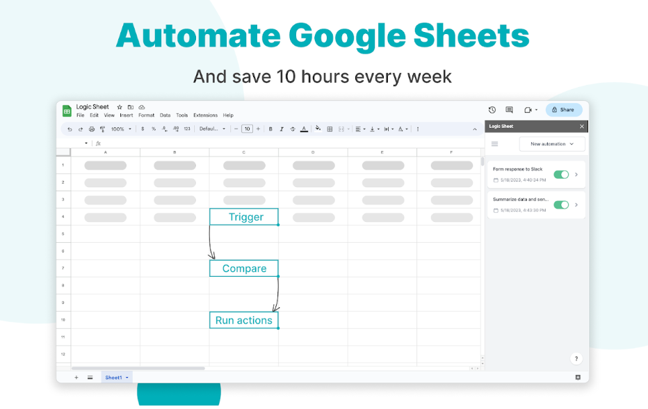 Google Sheets 데이터 자동 정리 화면